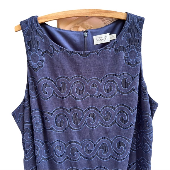 Eliza J Navy Sleeveless Lace Overlay A-Line Dress 14W - Picture 2 of 10